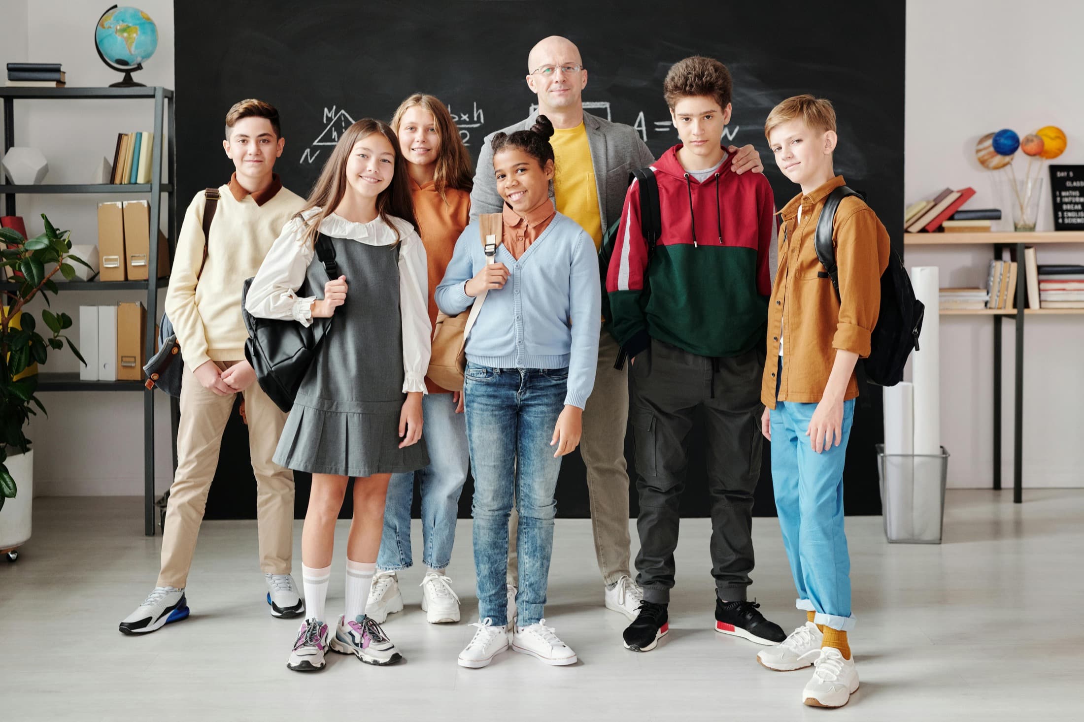 Students and teacher in a classroom